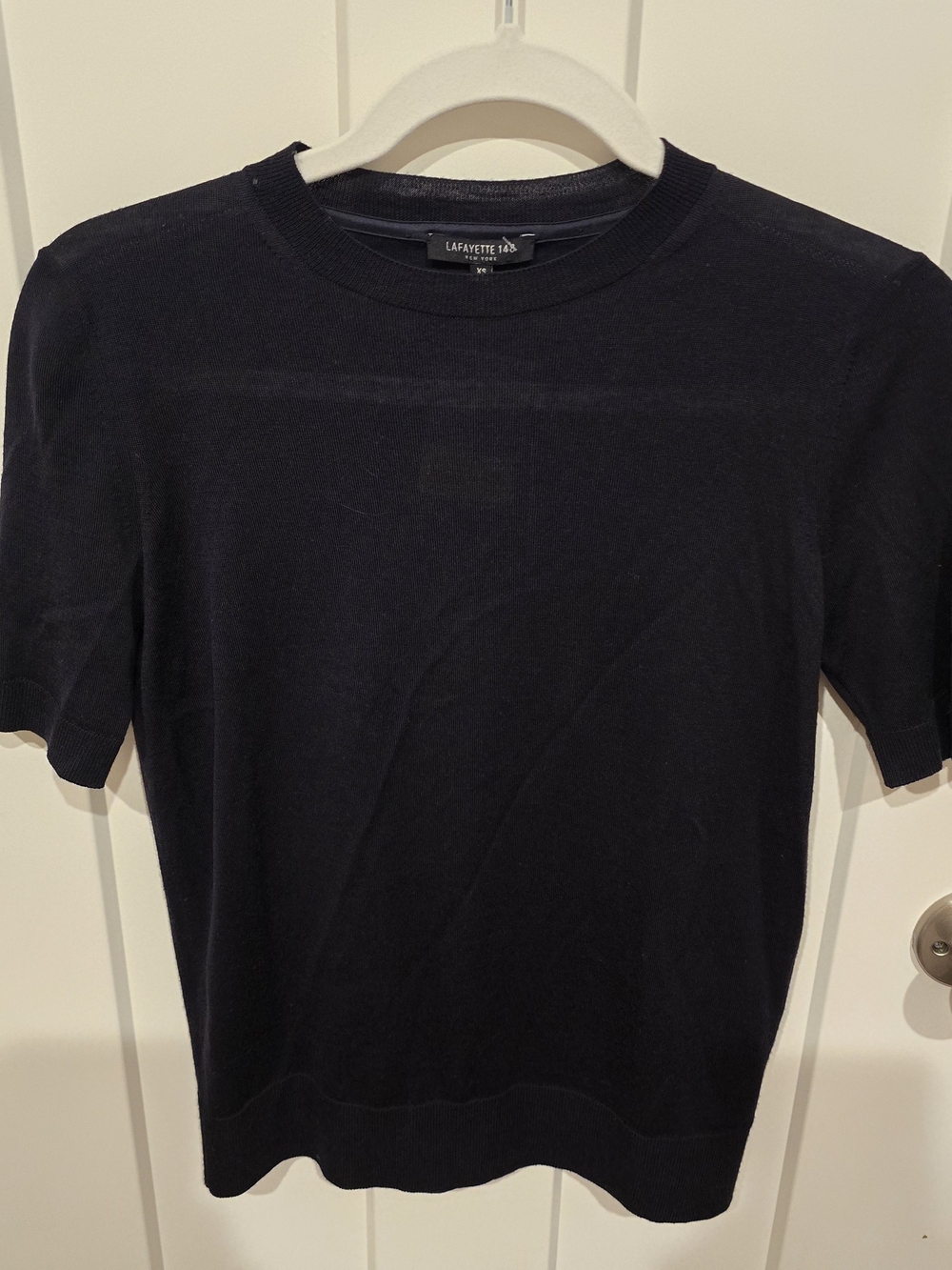 Lafayette 148 New York Black Short-Sleeve Crewneck Knit Top